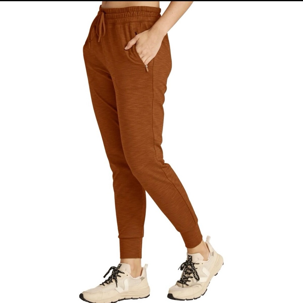 Beyond Yoga Jogger Women's XL Brown Heather Rib Street Pants Active LN
